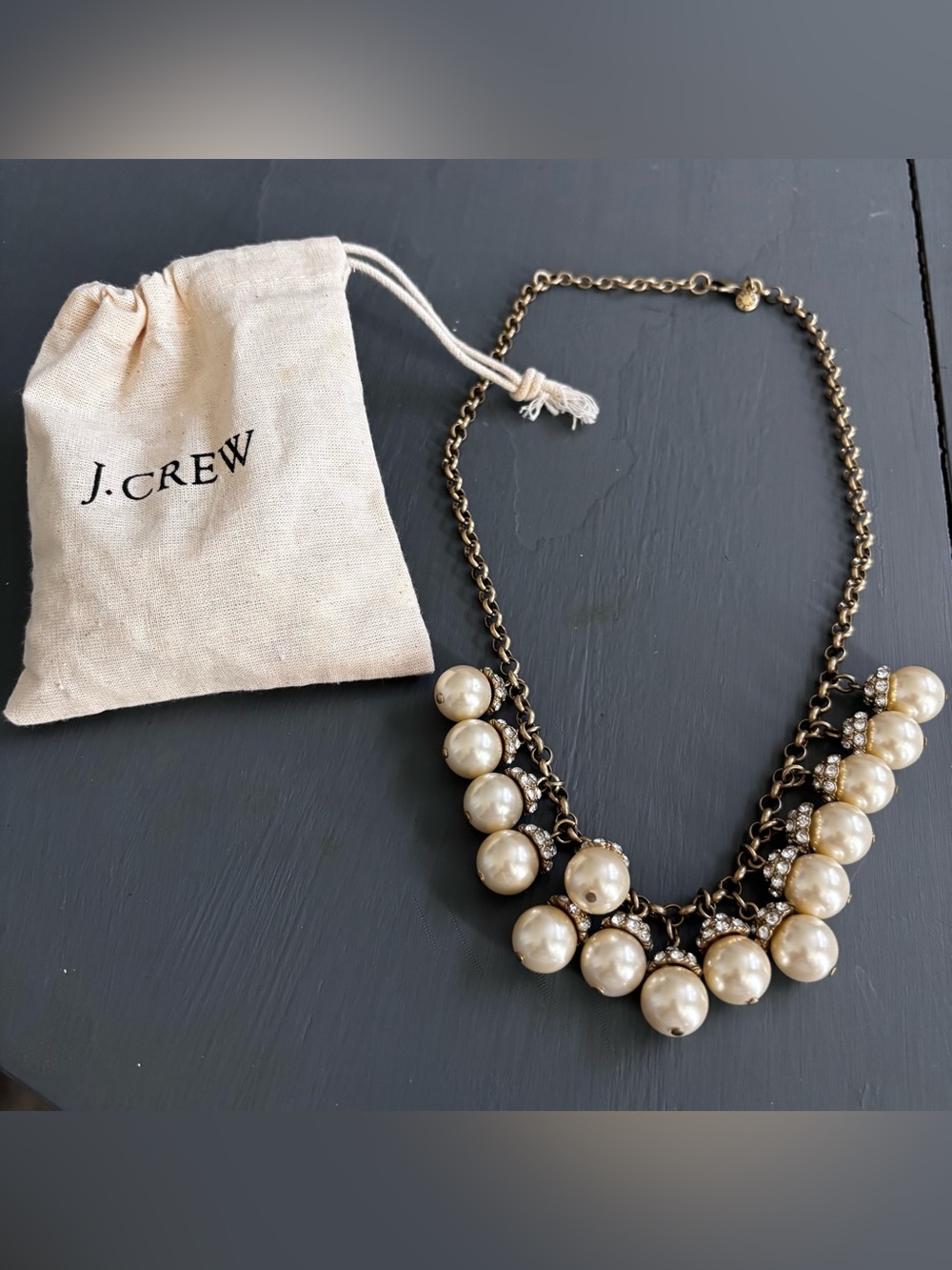 J. Crew Ivory Pearl and Gold-Tone Statement Necklace